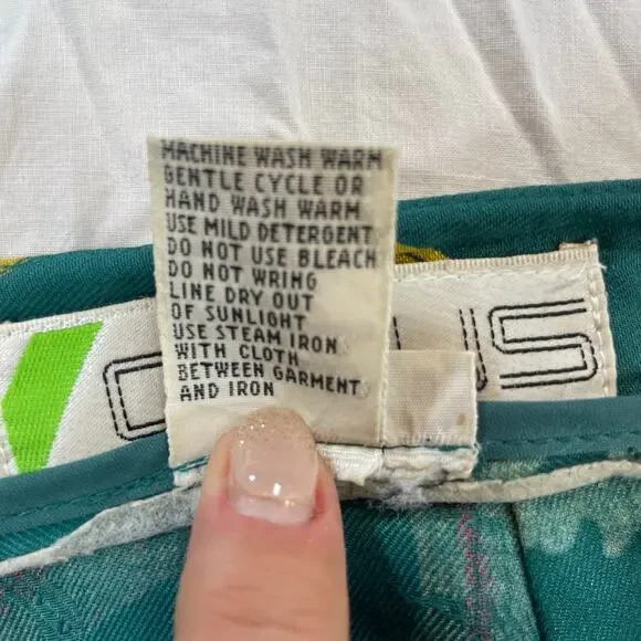 Chaus Women Vintage Teal Rayon Gold Equestrian Chain Print Pleated Maxi Skirt 14 - Picture 2 of 6